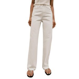 Zara High Rise Straight Leg Full Length Jeans – Pearlescent Finish SZ 4